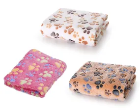 104 x 76 cm Soft Warm Pet Bed Blankets with Paw Prints