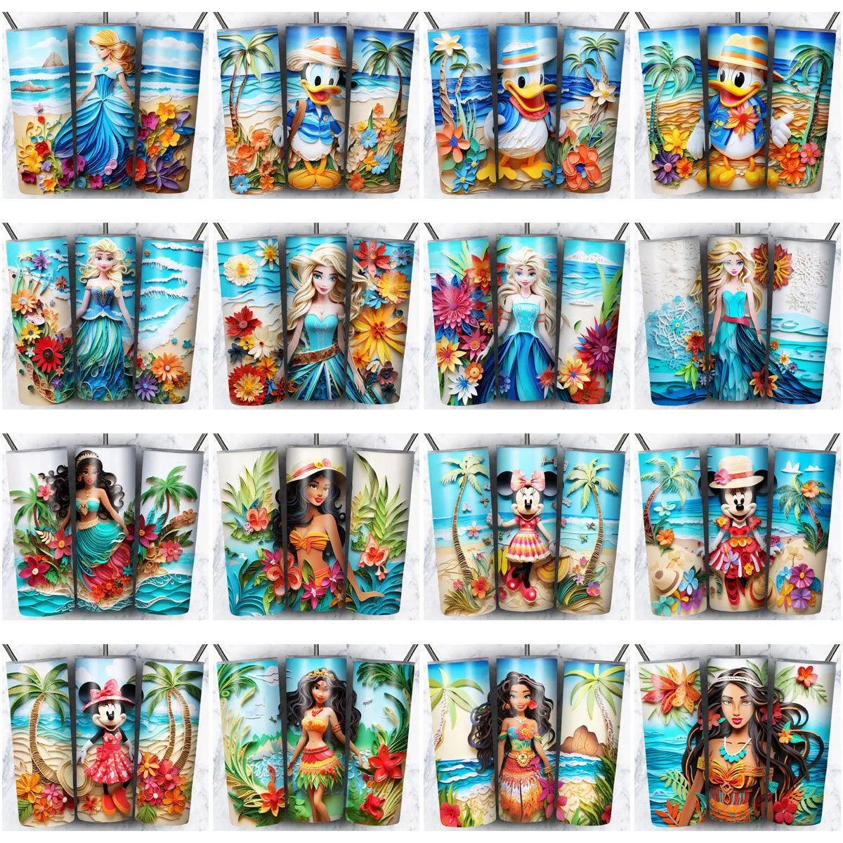 134 Cartoon Beach Summer Tumbler Wrap Designs Bundle JPG