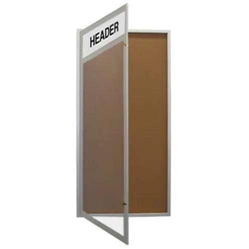 24 x 84 Extra Large Outdoor Enclosed Bulletin Board Display Case w Header and Posts (One Door)