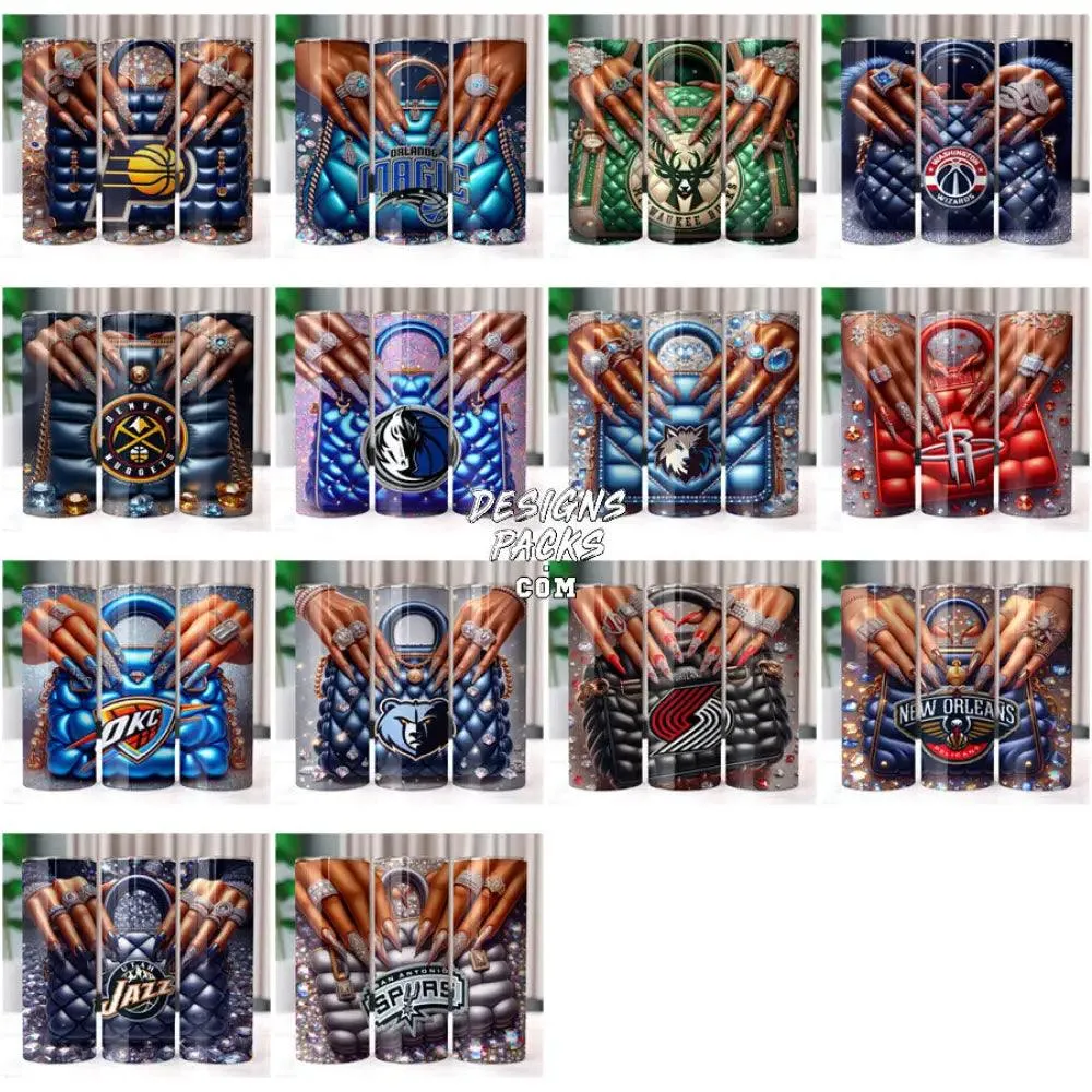 30 Basketball Teams Hands Purse Tumbler Wrap Bundle JPG