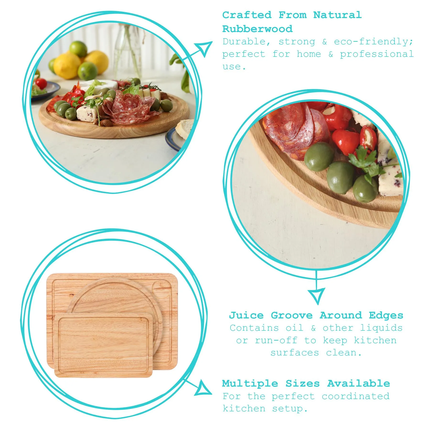 30cm Round Wooden Chopping Board - By Argon Tableware