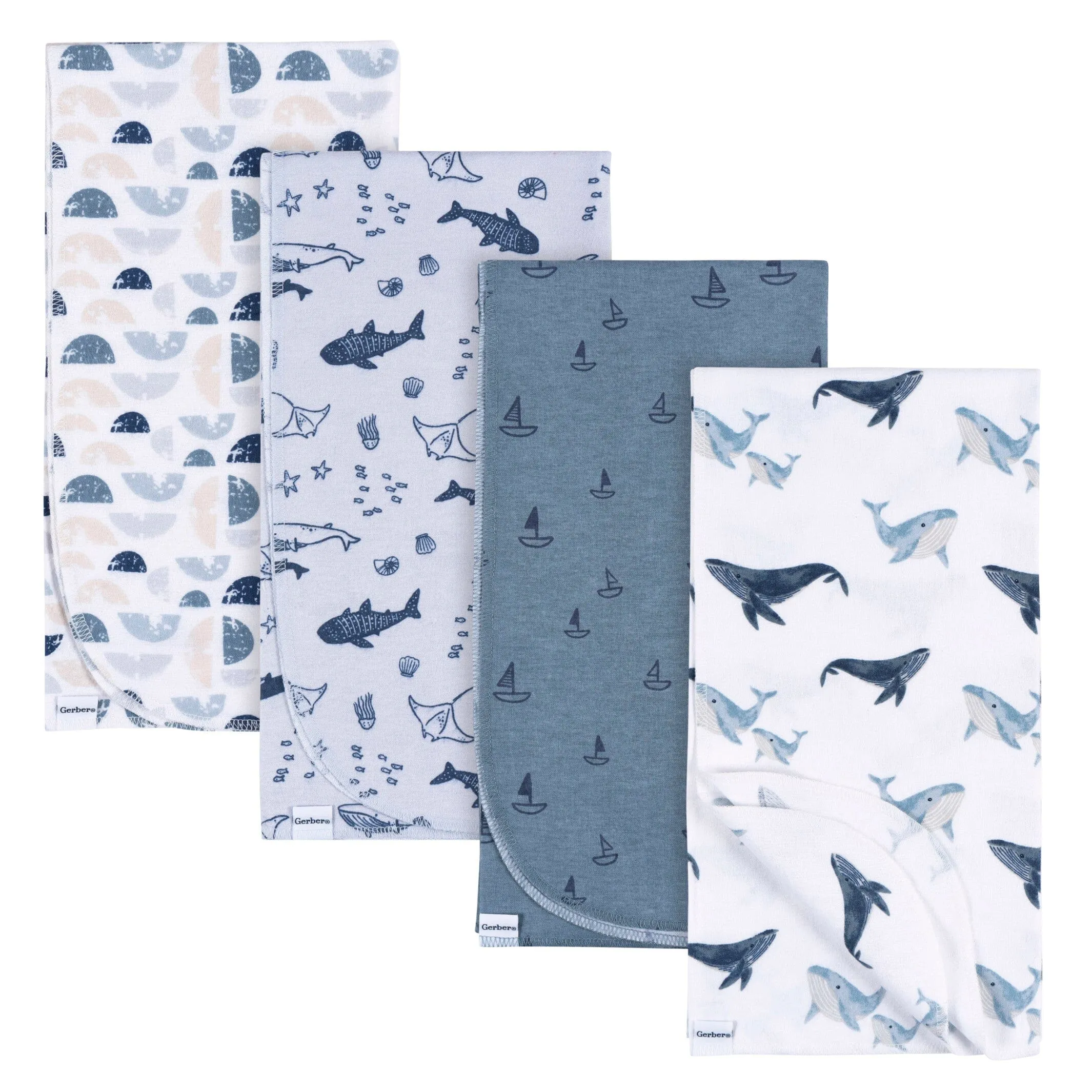 4-Pack Baby Boys Coastal Calm Flannel Blankets