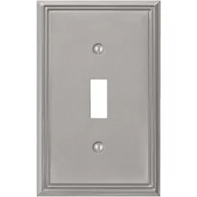 Amerelle Metro Line 1-Gang Cast Metal Toggle Switch Wall Plate, Brushed Nickel