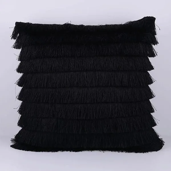 Apollonia Noir Fringe Cushion