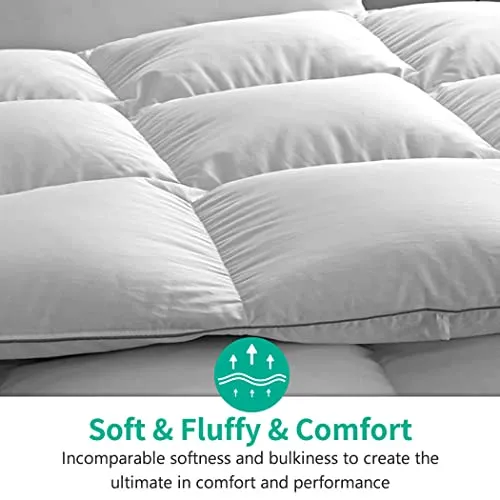 APSMILE Full/Queen Size Feathers Down Comforter Duvet Insert - Ultra-Soft All Season Down Comforter Hotel Collection Comforter, 46 Oz Fluffy Medium Warmth (90x90, White)