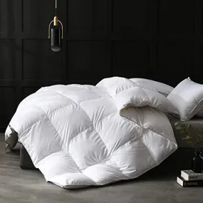 APSMILE Full/Queen Size Feathers Down Comforter Duvet Insert - Ultra-Soft All Season Down Comforter Hotel Collection Comforter, 46 Oz Fluffy Medium Warmth (90x90, White)