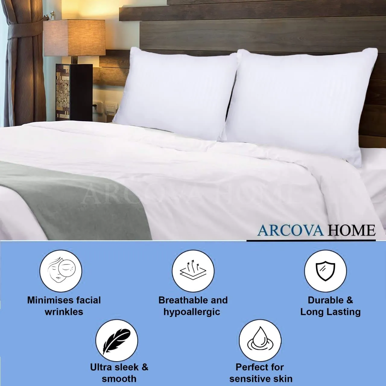 ARCOVA HOME Bed Pillows For Sleeping- Queen Size,Pack of 2, Cooling Hotel Quality With Premium Soft Down Alternative Fill For Back, White