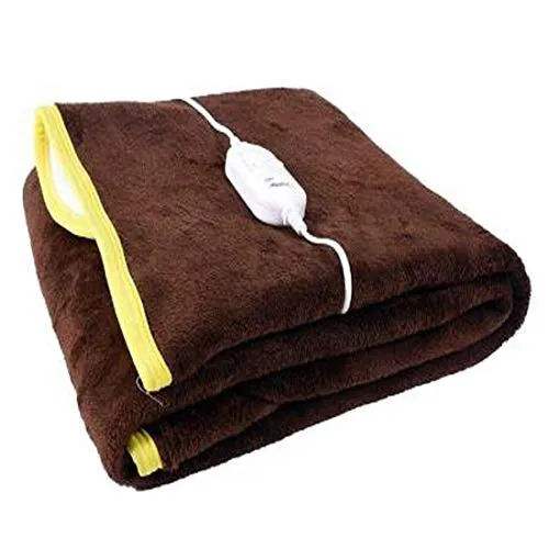 ARTSY HOME Premium 100% Shock Proof and Heating Electric Blanket Single Bed Warmer (BROWN)