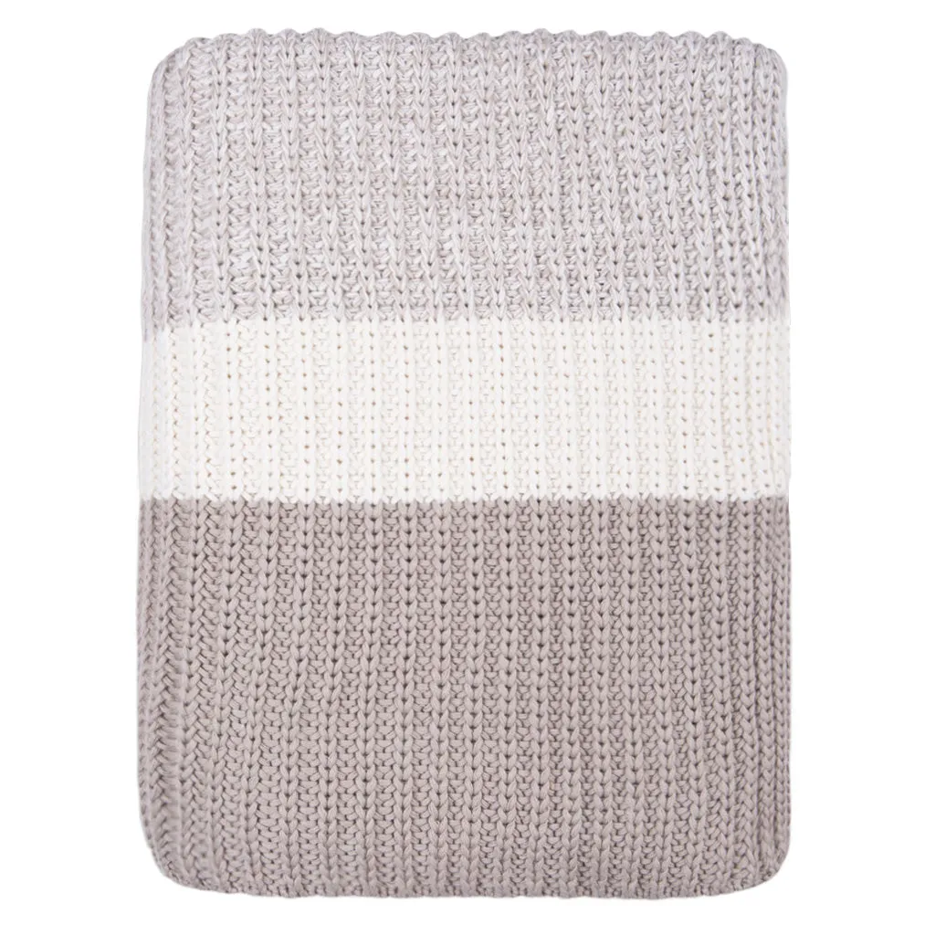 Beige Banded Edge Throw