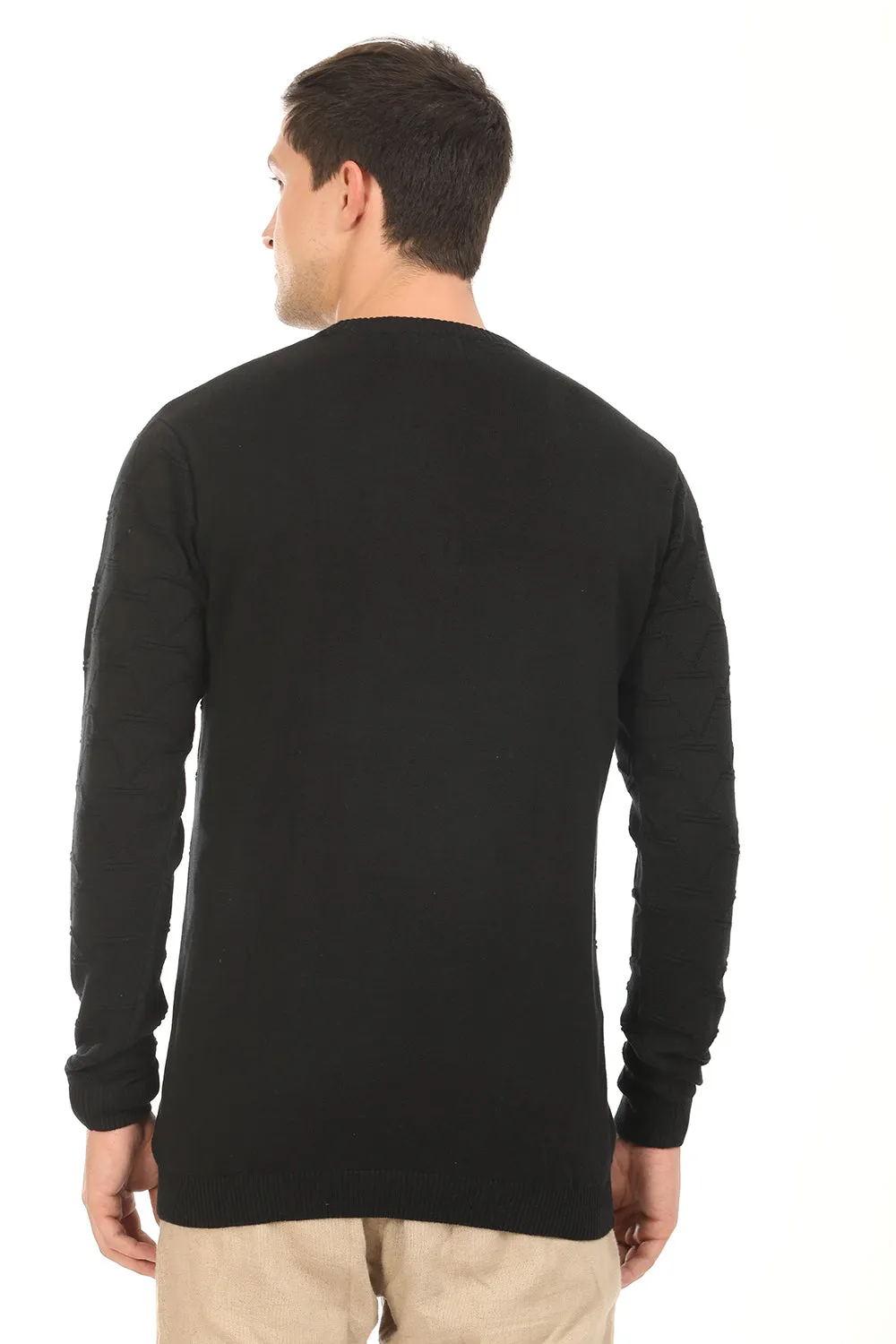 Black Textured Regular Fit T-Shirt