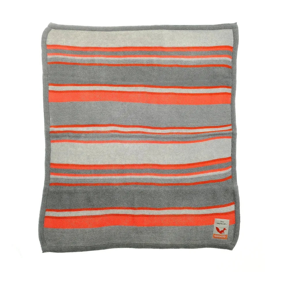 Blanket Knitted Grey and Orange