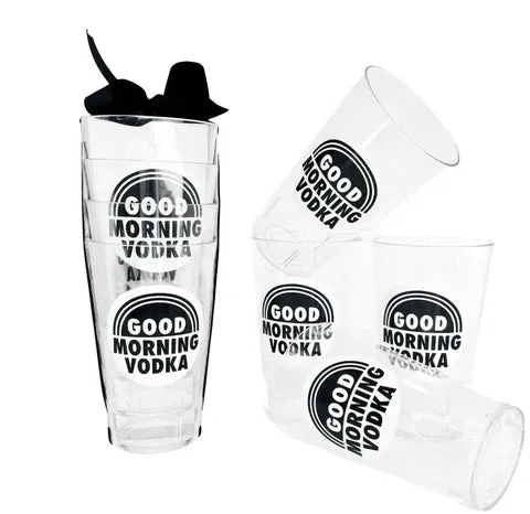 Bruce Julian Heritage Foods BJ WAKEGC Good Morning Vodka Tumblers 24 oz 4 per Sleeve