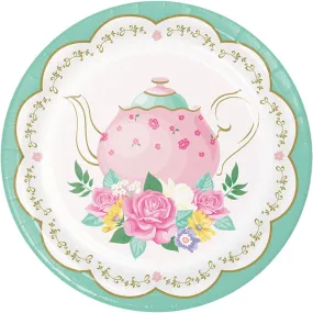 Bulk Floral Tea Party Paper Dessert Plates (96 per Case)