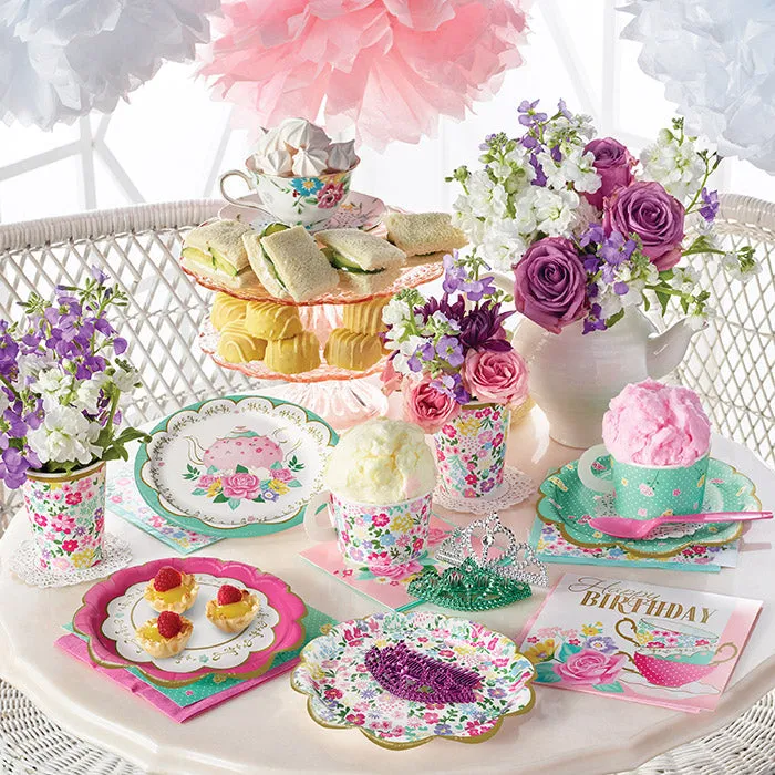 Bulk Floral Tea Party Paper Dessert Plates (96 per Case)