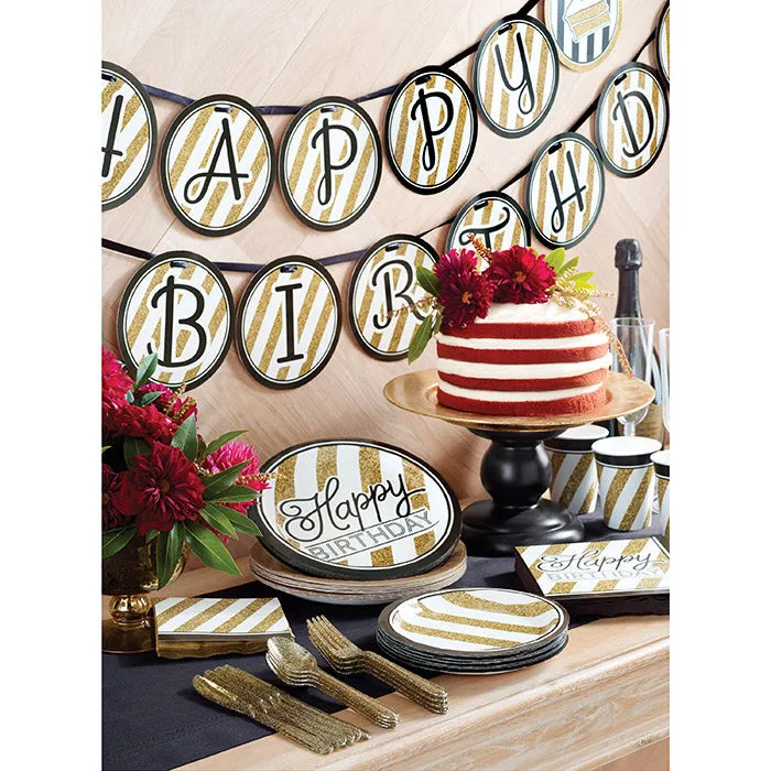 Bulk Pack of 16 Black & Gold Paper Plates