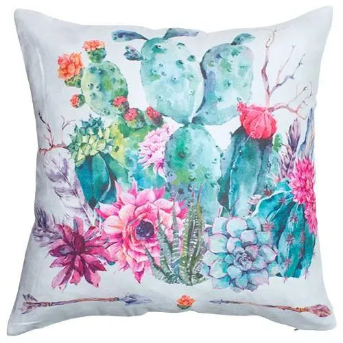 Cactus & Mixed Plants Digital Print Cushion with Prefilled Insert - 45cm