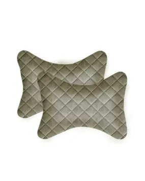 Car Neck Rest Quilted Velvet Pillows | Set Of 2 | 10 X 6 Inches