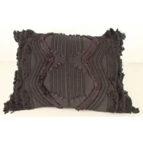 Charcoal Jethro Embroidey & Tufted Cushion - 50cm x 35cm