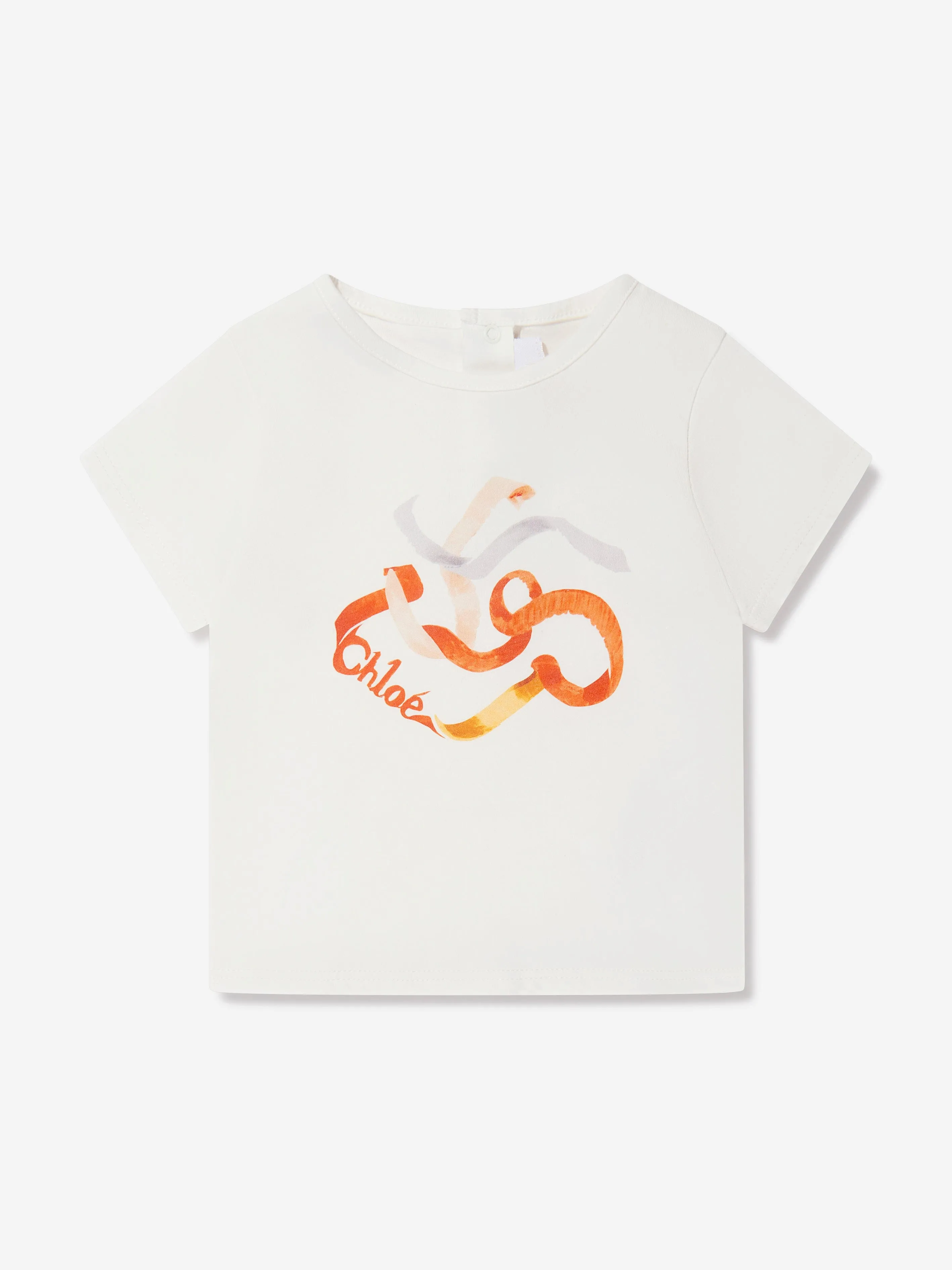 Chloé Baby Girls Organic Cotton Ribbons T-Shirt in Ivory