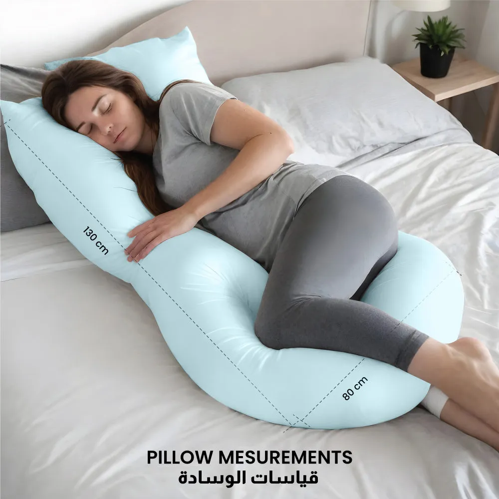 Cotton Home Pregnancy Pillow Printed Blue