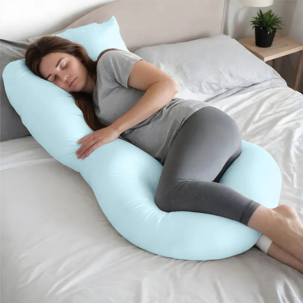 Cotton Home Pregnancy Pillow Printed Blue