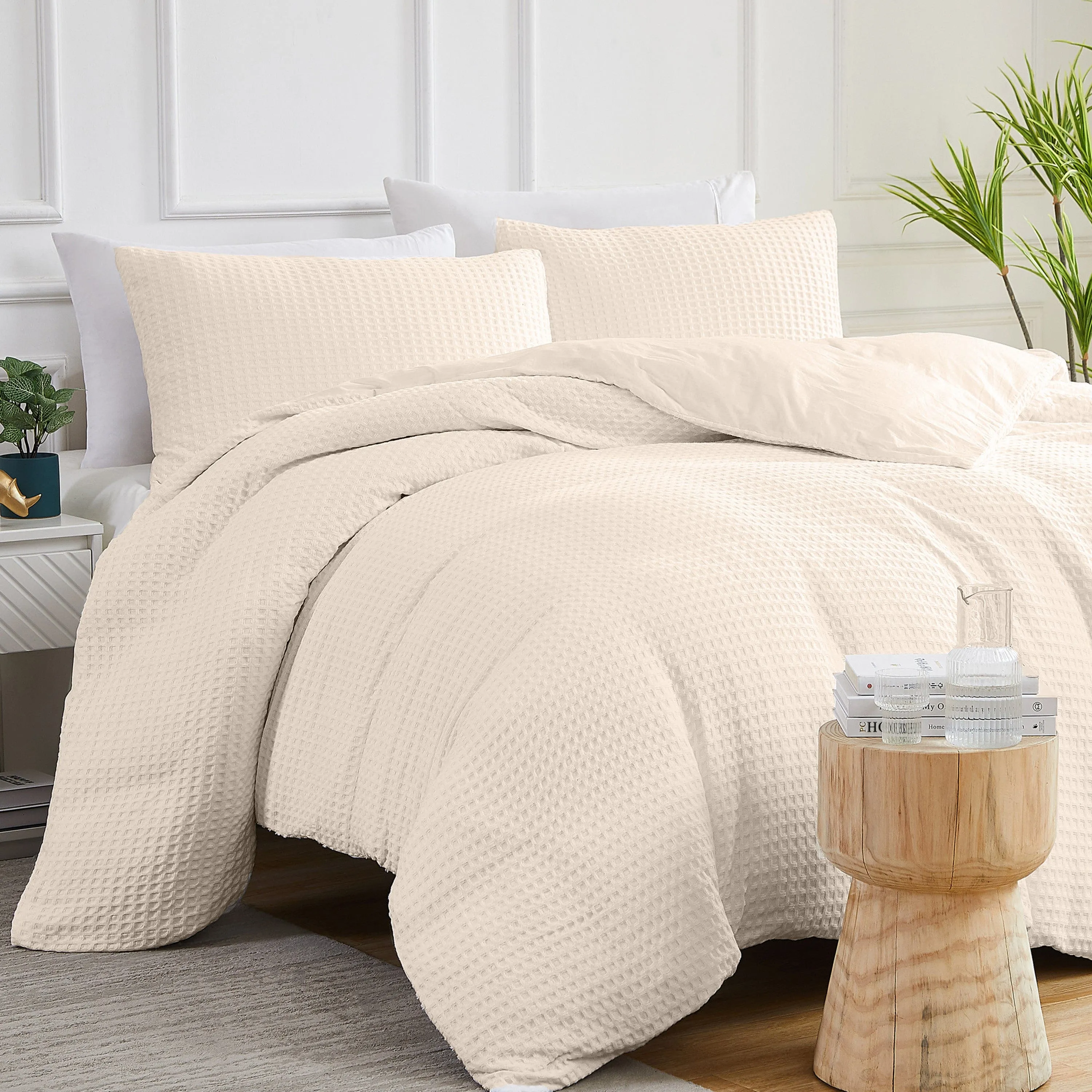 Cotton Waffle Weave Duvet Cover Set