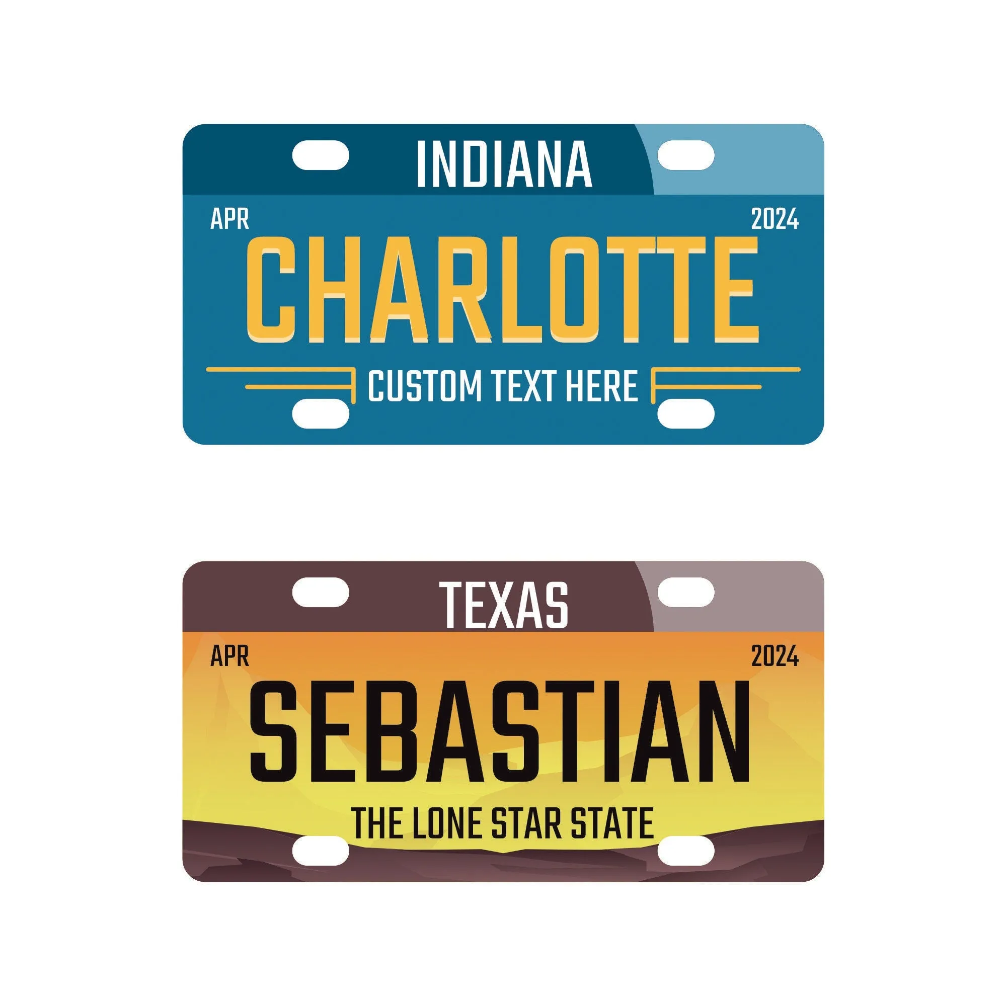 Custom Mini State License Plates, Aluminum Metal 3"x6", Personalized Your Name, State License Plate Tag for Bicycle, ATV, Bike, Wheelchair