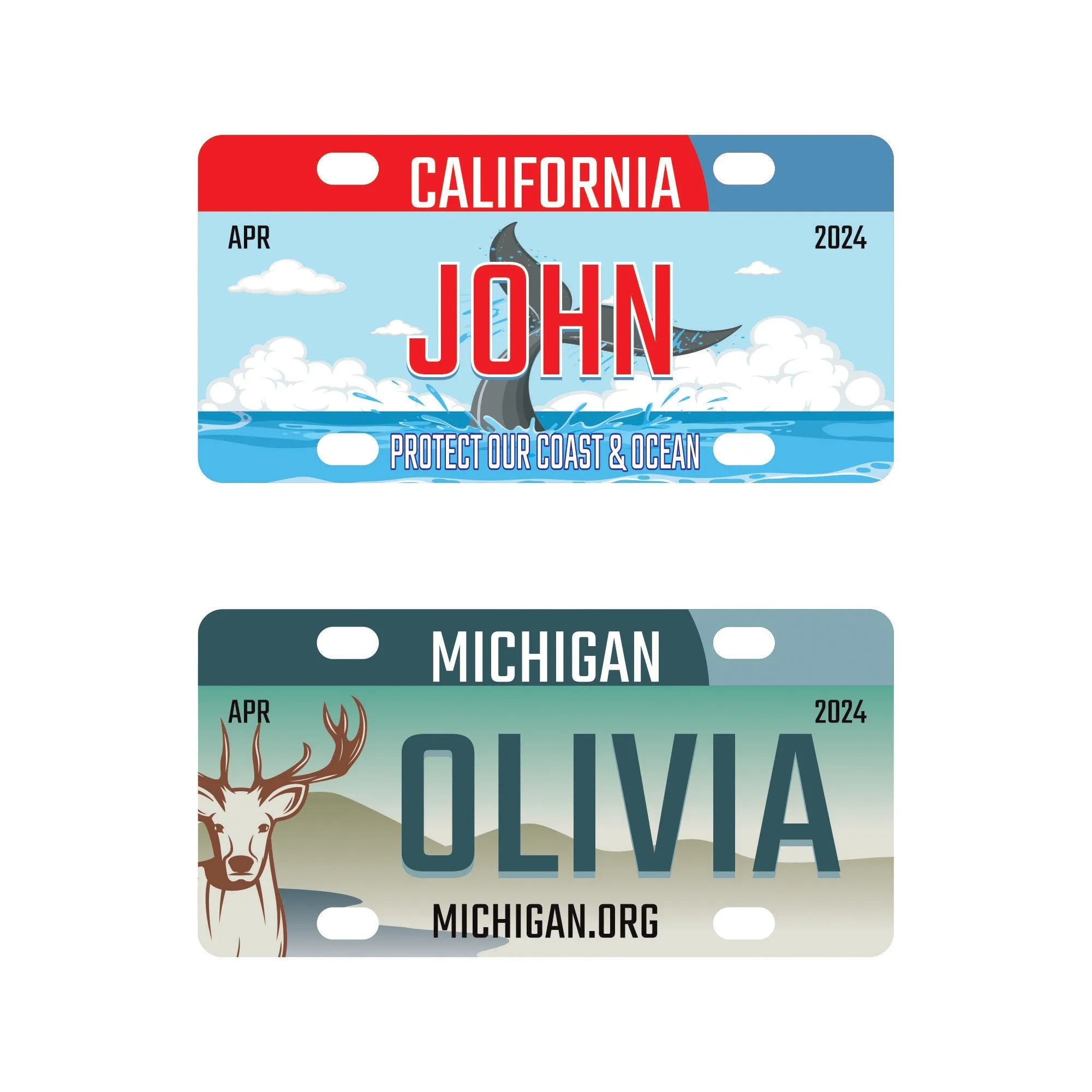 Custom Mini State License Plates, Aluminum Metal 3"x6", Personalized Your Name, State License Plate Tag for Bicycle, ATV, Bike, Wheelchair