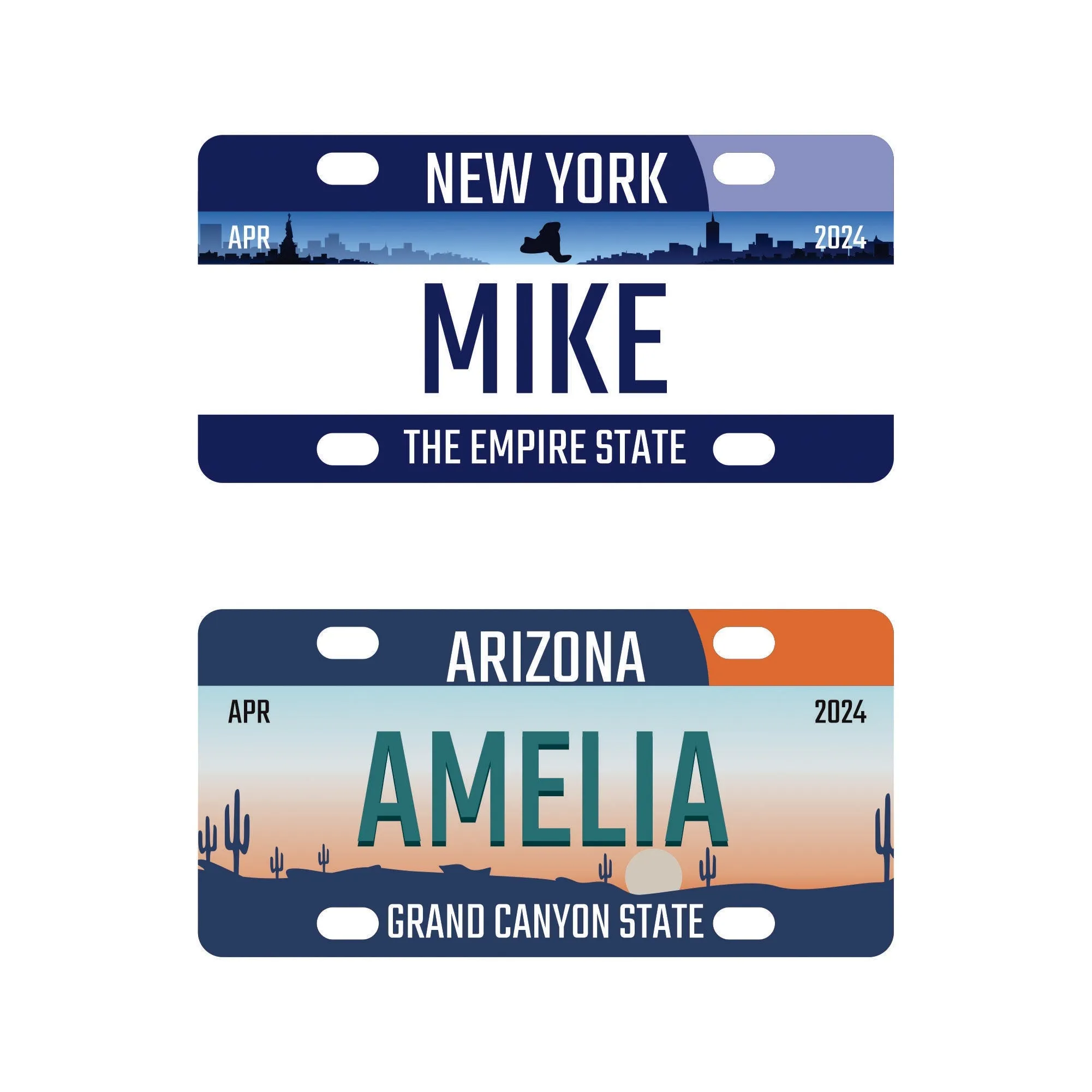 Custom Mini State License Plates, Aluminum Metal 3"x6", Personalized Your Name, State License Plate Tag for Bicycle, ATV, Bike, Wheelchair