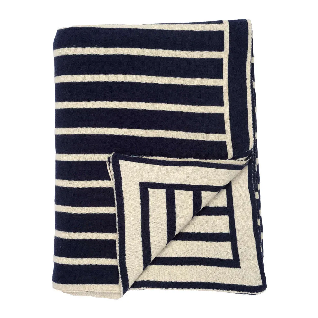 Dark Navy Beach Stripes Throw