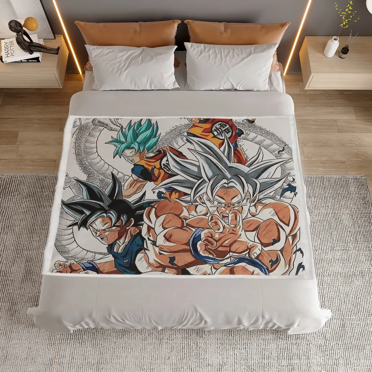 DBS Goku SSJ Transformations White God Blue Red Kaioken Ultra Instinct Household Warm Blanket