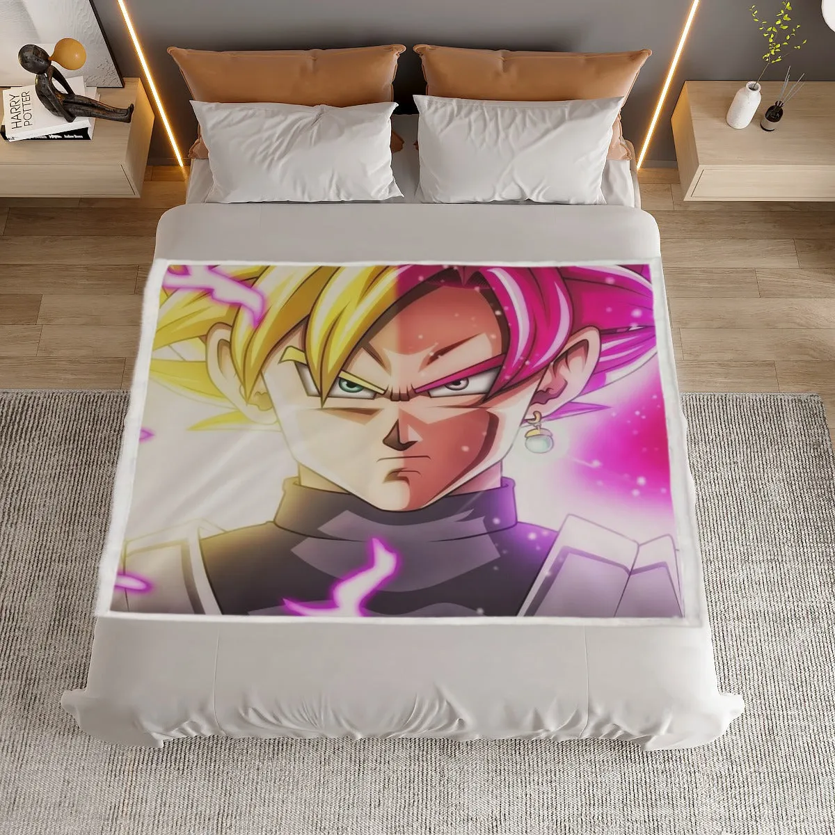 DBZ Goku God Half Rose and Golden Portrait Dope Design Household Warm Blanket