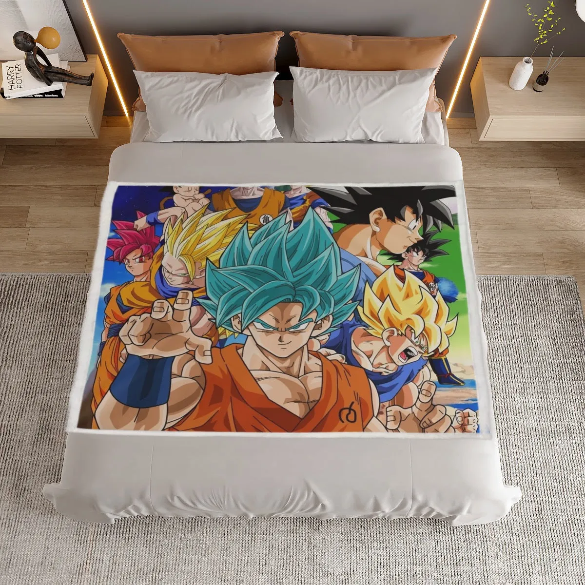 DBZ Goku Saiyan God Blue SSGSS Whis Symbol Cool Design Household Warm Blanket