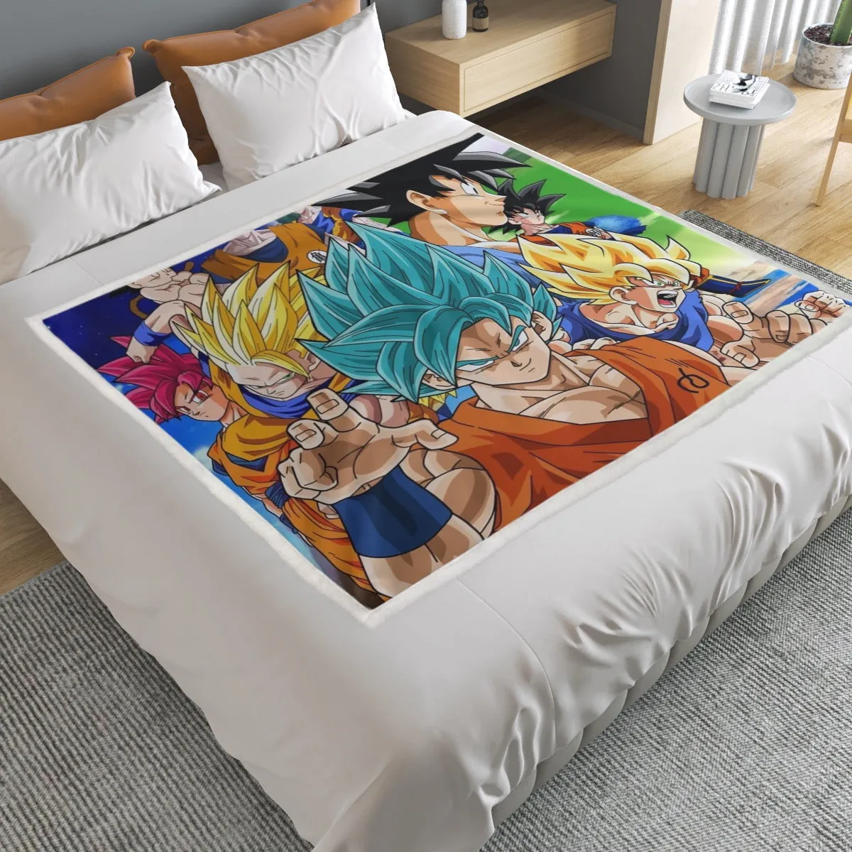 DBZ Goku Saiyan God Blue SSGSS Whis Symbol Cool Design Household Warm Blanket