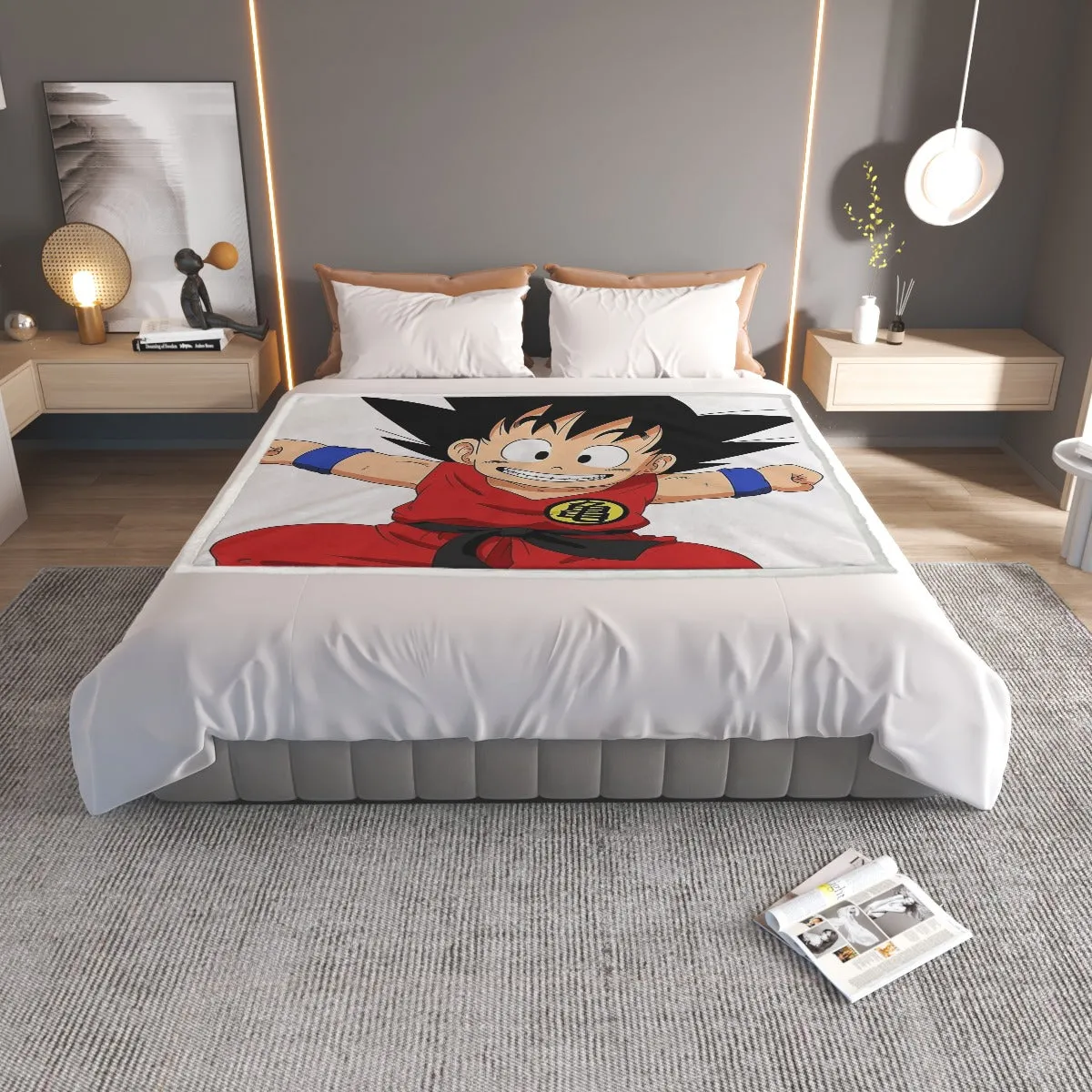 DBZ Jumping Kid Goku In His Training Suit Household Warm Blanket