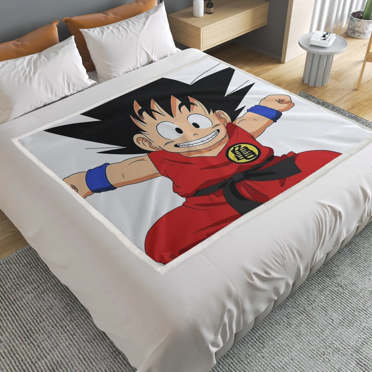 DBZ Jumping Kid Goku In His Training Suit Household Warm Blanket