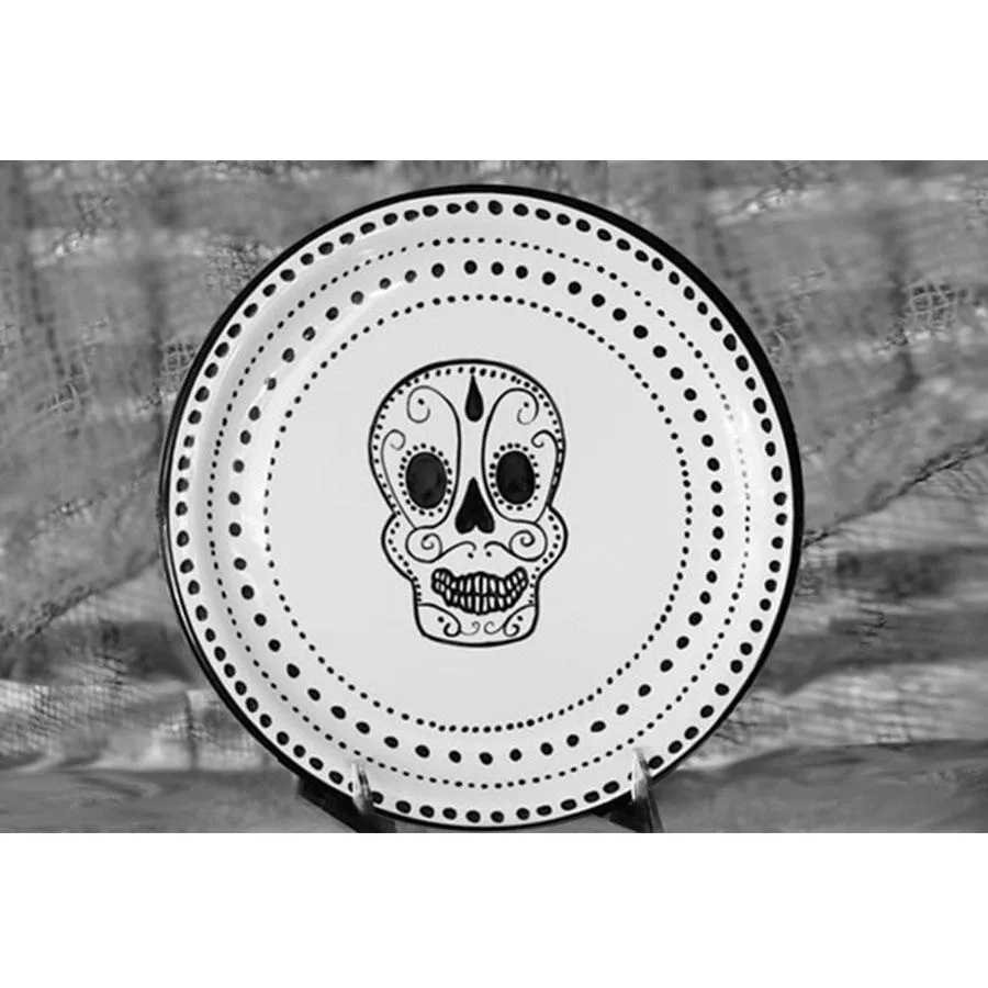 Dinner Plate - Skull with Polka Dots | Day of the Dead