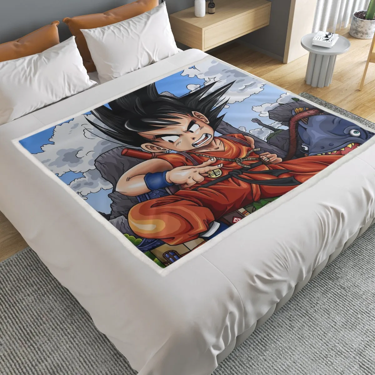 Dragon Ball Anime Angry Kid Goku Sky Clouds Blue 3D Household Warm Blanket