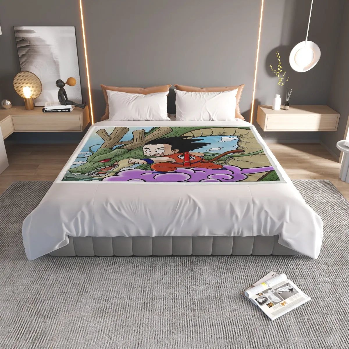 Dragon Ball  Kid Goku Flying With Shenron Household Warm Blanket