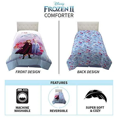 Franco Kid's Disney Frozen 2 Bedding Soft Microfiber Reversible Twin/Full Size Comforter (72" x 86")