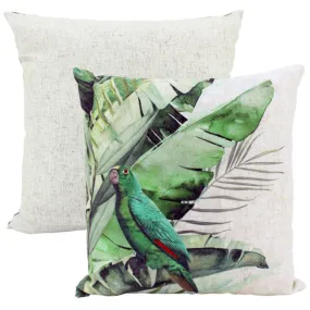 Green Parrot Jungle Cushion - 50cm x 50cm