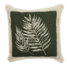 Green/White Palm Cotton Cushion - 50cm x 50cm