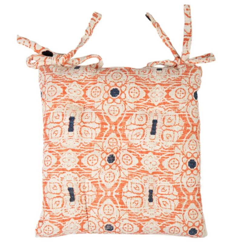 Hand Woven Coral Printed Cotton Seat Pad - 45cm