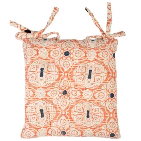 Hand Woven Coral Printed Cotton Seat Pad - 45cm