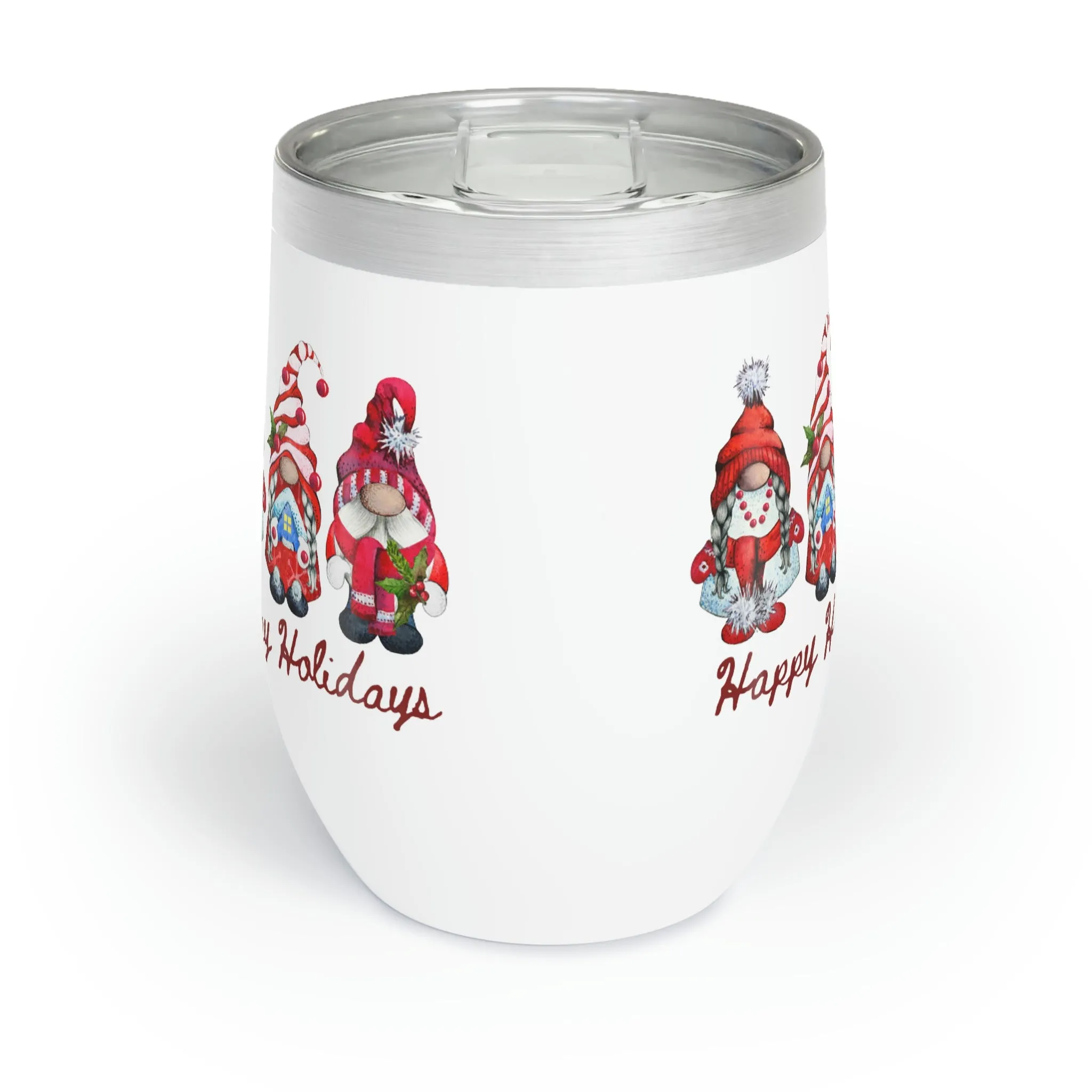 happy holidays Chill Wine Tumbler