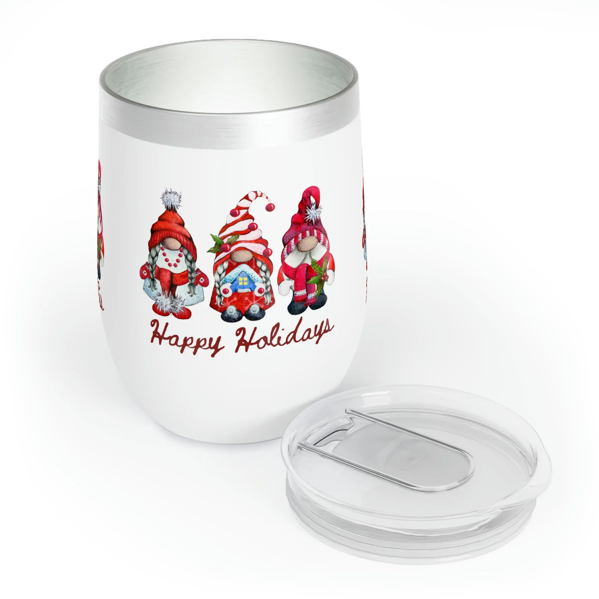 happy holidays Chill Wine Tumbler