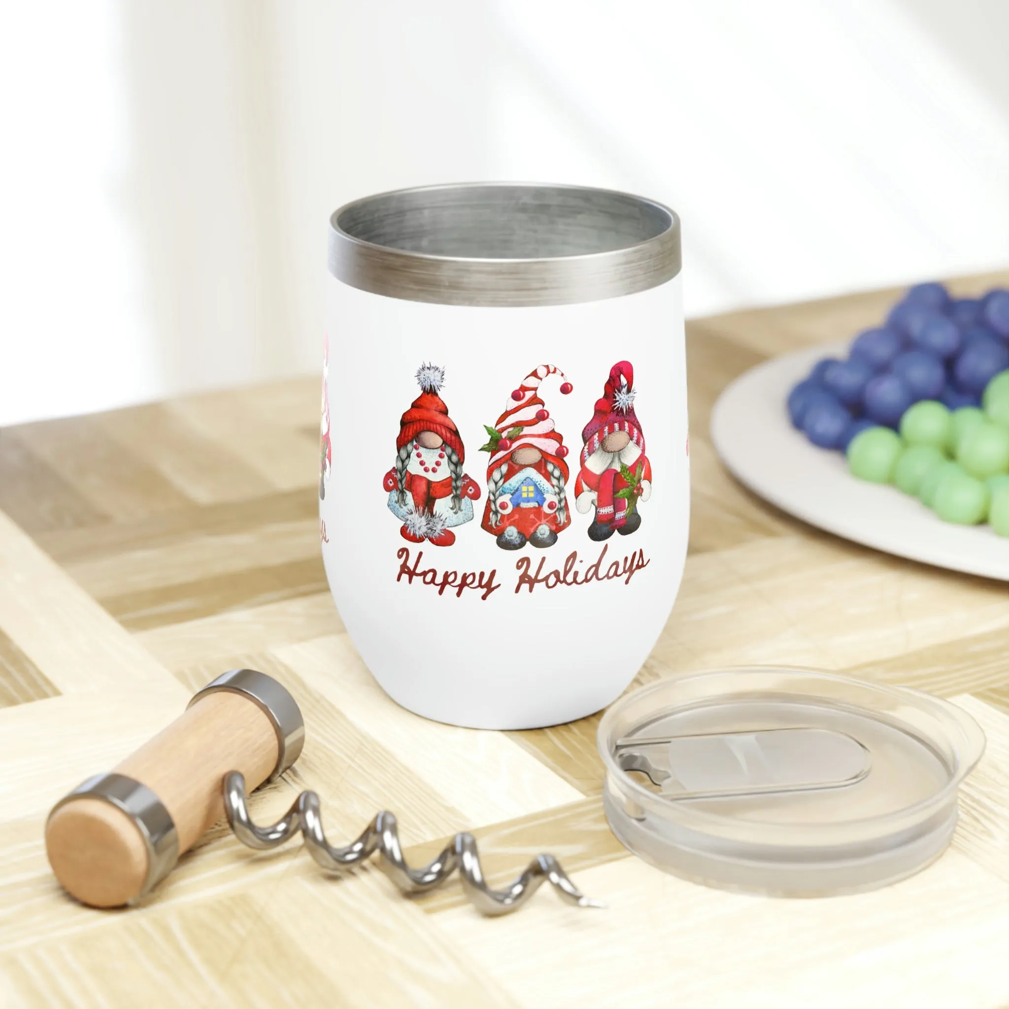 happy holidays Chill Wine Tumbler