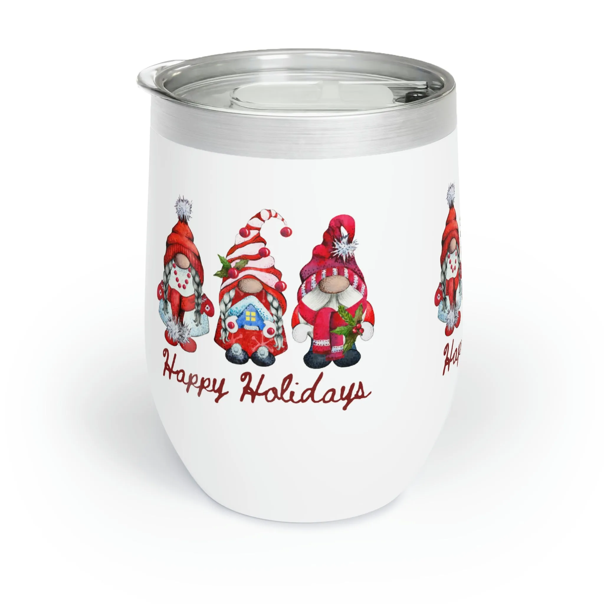 happy holidays Chill Wine Tumbler