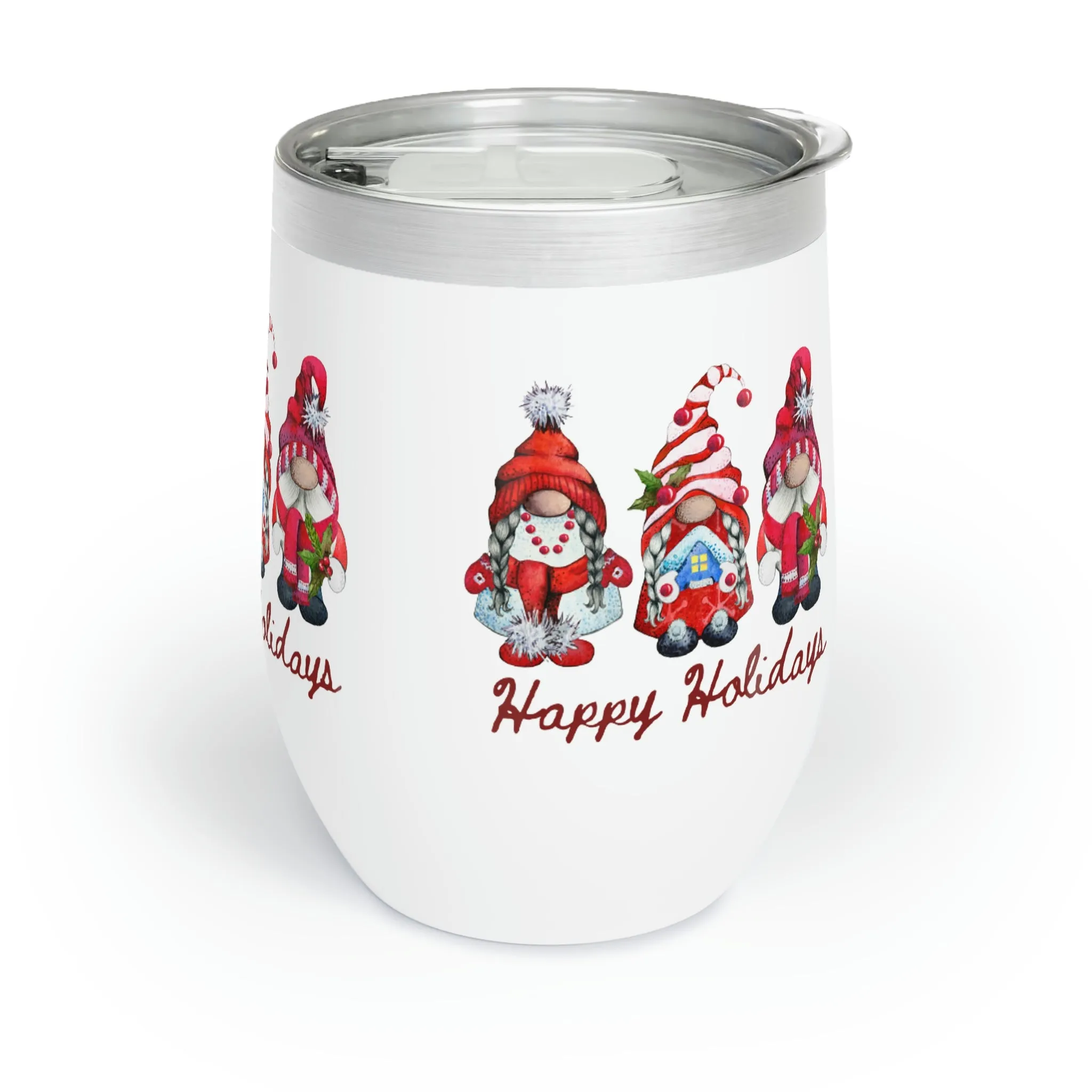 happy holidays Chill Wine Tumbler