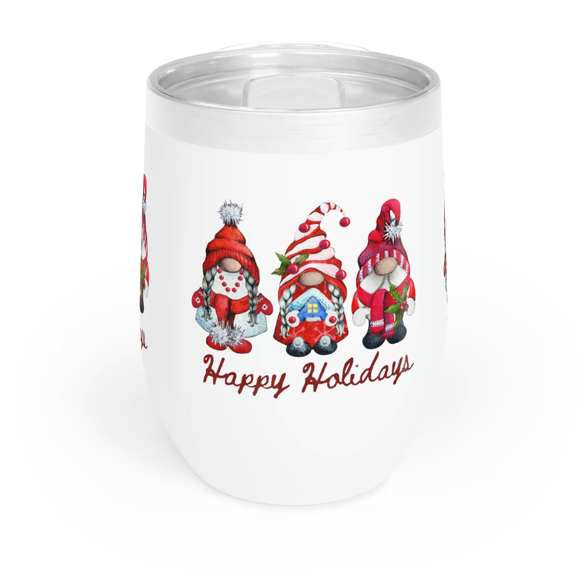 happy holidays Chill Wine Tumbler